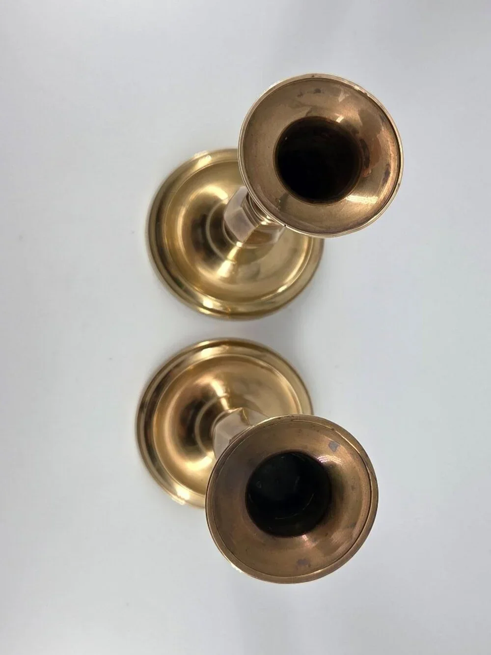 Vintage Solid Brass Candlestick Holders Pair - 8